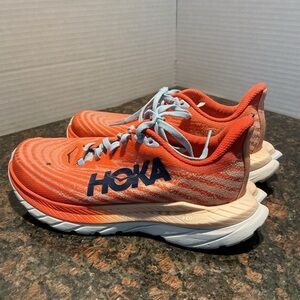 Hoka Vibrant Orange and Blue Sneakers